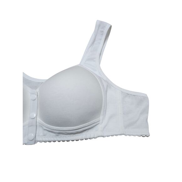 7XL White Wireless Bra Front-Snap Closure Wide Strap Molded Cups Comfort Fit - Picture 7 of 8